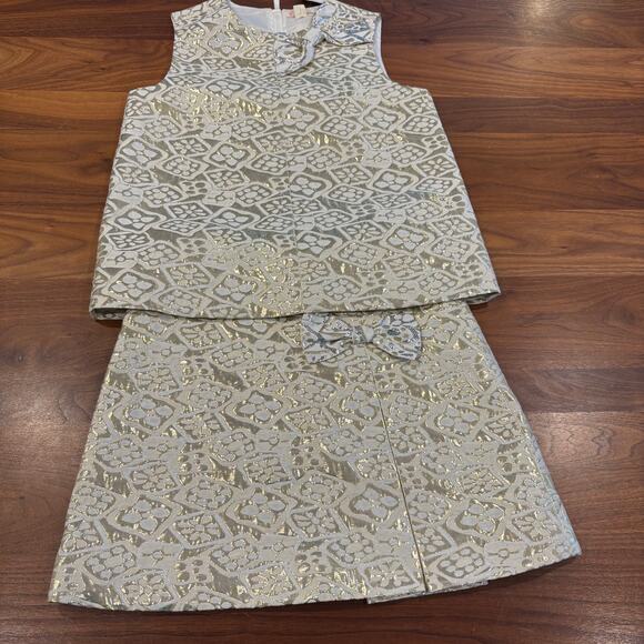 NWT Size 12 Crewcuts Gold Bows Top and Skirt Set